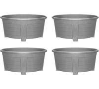KYY'Z - 4x Large Oval Plant Dark Grey Pot 55cm - Lightweight Durable Plastic Planter with Drainage Holes - Indoor & Outdoor Use - Decorative Window Herb Flower Pots - Ideal for Home Balcony Garden