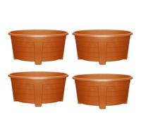 KYY'Z - 4x Large Oval Plant Terracotta Pot 55cm - Lightweight Durable Plastic Planter with Drainage Holes - Indoor & Outdoor Use - Decorative Window Herb Flower Pots - Ideal for Home Balcony Garden