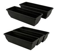 KYY'Z 5x 60cm Rectangular Garden Trough Planters - Black Durable Plastic Window Boxes for Vegetables, Herbs & Flowers, Indoor Outdoor Flower Box for Balcony & Mini Garden, Home Decor
