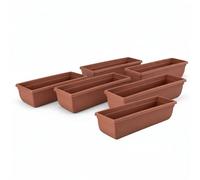 KYY'Z 6x 60cm Rectangular Garden Trough Planters - Terracotta Durable Plastic Window Boxes for Vegetables, Herbs & Flowers, Indoor Outdoor Flower Box for Balcony & Mini Garden, Home Decor