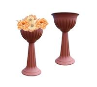 KYY'Z 75cm Plant Pots Urn Stand 2 Pack | Plastic Flower Nursery Pot Large |Barrel Tub Planters Outdoor Garden Strong Tall | No Drainage Lightweight Sturdiness Weather Resistant | 75cm (Terracotta)