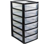 KYY'Z - A4 Plastic Slim Drawers Storage Unit for Home and Office Organisation Black/Clear Durable Lightweight Stackable Design Easy Access Storage for Papers Stationery Supplies (A4 Slim 6 Drawers)