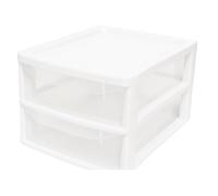 KYY'Z - A4 Slim 2 Drawer Plastic Storage Cabinet White/Clear Compact Stackable Organiser for Office Home Papers Stationery Files Durable Lightweight Build Smooth Slide-Out Drawers 20 x 28 x 35 cm