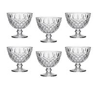 KYY'Z Glass Dessert Bowls Ice Cream Sundae Fruit Dinner Cocktail Dishes Cups Fruit Salad Trifle Serving Footed Bowl Lead Pb Free Glass Capacity: 300ml Set of 6