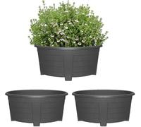 KYY'Z Large 55cm Oval Plant Pot for Garden & Home - Strong Plastic Flower Planter for Windows, Balconies, Patios - Ideal for Herbs, Flowers, Vegetables - Indoor & Outdoor Use (3, Sleek Black)