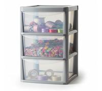 KYY'Z - Large Plastic Clear Drawer Storage Unit for Home, Office, Bedroom & Bathroom Storage Solutions - Strong Durable Chest with Transparent Drawers - Space Saving Organizer - (Grey/Clear, 3 Tier)