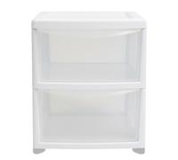 KYY'Z - Large Plastic Clear Drawer Storage Unit for Home, Office, Bedroom & Bathroom Storage Solutions - Strong Durable Chest with Transparent Drawers - Space Saving Organizer - (white/clear, 2 Tier)