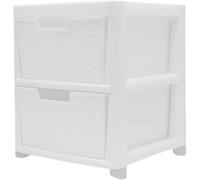 KYY'Z - Large Plastic Rattan Storage Drawers Unit with Deep Pull-Out Baskets - Durable Multipurpose Cabinet Organizer for Home Office, Bedroom, Bathroom, Garage, Utility Room (Rattan White, 2 Tier)