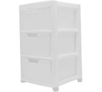 KYY'Z - Large Plastic Rattan Storage Drawers Unit with Deep Pull-Out Baskets - Durable Multipurpose Cabinet Organizer for Home Office, Bedroom, Bathroom, Garage, Utility Room (Rattan White, 3 Tier)