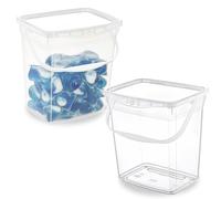 KYY'Z - Pack of 2 x 10 Litre Clear Plastic Storage Containers with Lid & Handle - Detergent Powder, Laundry Supplies or Food Storage Box - BPA Free, Food Grade, Kitchen & Pantry Storage Solution