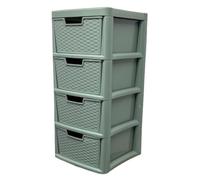 KYY'Z Plastic storage drawer Sage Green Compact 4 drawer Adjustable Stackable Tower storage drawer multipurpose Large Multi-tier- Home, Kitchen,Bathroom,Desk,Office,School, Garage 82(H),39(W),39(D)cm