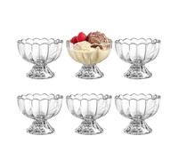 KYY'Z Set of 6 Glass Ice Cream Bowls Sundae Dessert Glasses Mini Glass Trifle Bowls Set of 6 Short Stemmed Ice Cream Serving Dishes Footed Fruit Salad Pudding Dessert Cups 120ml Capacity