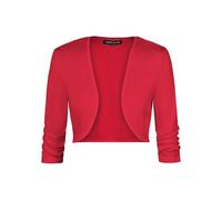 Kyzoeyou Bolero Cardigans for Women Open Front Cropped Cardigan Ruched 3/4 Sleeve Tops Lightweight Women's Shrugs for Dresses(Red Large)