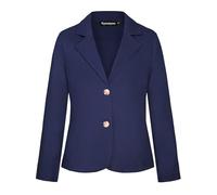 Kyzoeyou Ladies Casual Linen Blazer 2 Buttons Long Sleeve Front Lined Elegant Jacket Suit for Formal Work (Navy S)