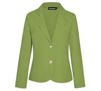 Kyzoeyou Ladies Casual Linen Long Sleeve Front Lined Blazer 2 Buttons Formal Work Elegant Suit Jackets (Green XXL)