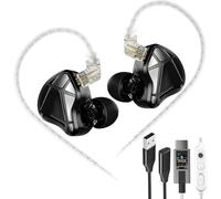 KZ Axas USB C Headphone with Mic, Noise Isolation IEM for Gaming, Comfort-Fit Type C Earphone for iPhone17 Samsung, High-Definition Decoding Cable Built-in DSP with 4 EQ Modes (Black, DSP)