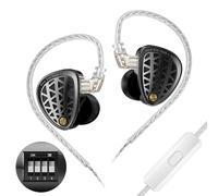 KZ Zenith Tunable HiFi Earbud,Ultra Linear Dynamic Driver in-Ear Headphone, 0.75 2pin Wired Bassy IEM Earphone for Audiophile (with Microphone, Black)