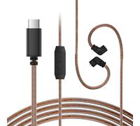 KZ ZS10 pro IEM Cable, Type-C USB C Earbuds Cable, CCZ C02 OFC in Ear Monitor Headphones Cords for ZS12 X, ZSN X, EDX, ZAR, ZA12, Castor, ZAS, PRX, CCA CRA (QDC-Pins with Mic, Brown, 1.2m)