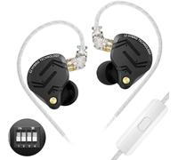 KZ ZS12 PRO X Wired Gaming Earbuds with Microphone, 5BA+1DD Hybrid Driver in Ear Monitor Headphones KZ Earphones with 4-Level Tuning Switch, Full-Metal Cavity, 2Pin IEM Cable for Musician Stage, Black