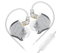 KZ ZSN Pro 2 1B 1DD in-Ear Monitors Headphones, Silver, with Mic | Metal Wired Earphones, HiFi Bass Clear Sound IEMs, Noise Cancellation,For Musicians Singer Audiophile