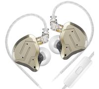 KZ ZSN PRO 2 HiFi IEM Earbud, Dynamic Driver and Balanced Armature Hybrid in-Ear Headphone,KZ Heavy Bass Music Wired Earphone (Golden, with Microphone)