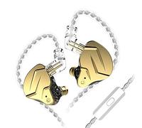 KZ ZSN Pro X IEM Earphone in Ear Monitors, 1B 1DD Dual Driver Noise Cancelling Wired Gaming Earbuds, Deep Bass Stereo Sound Headphones with 3.5 Plug 2PIN Detachable Tangle-Free Cable (Gold, with Mic)