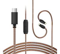 KZ ZST IEM Cable, Type-C USB C Earbuds Cable, CCZ C02 OFC in Ear Monitor Headphone Cords for ZS10 PRO, ZS12 PRO X, ZSN PRO X, EDX PRO, ZAR, ZA12, Castor, ZAS, PRX, CCA CRA (2Pins with Mic, Brown,1.2m)