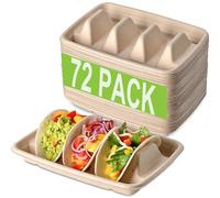 Kzeirm 72 Pcs Disposable Plates - Taco Holder & Fiesta Tray Set for Parties, Taco Nights, Tuesdays