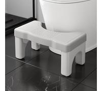Kzeirm 9 Inch Toilet Squat Stool for Adults - Non-Slip Squatting Poop Foot Stool, Portable and Plastic for Bathroom - Gray