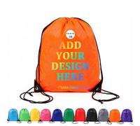 KZhanmy Custom Drawstring Backpack Bags With Your Logo Set of 50/100, Customized Backpack, Bulk Personalized Draw String Back Bag for Sports Gym (Orange)