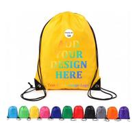 KZhanmy Custom Drawstring Backpack Bags With Your Logo Set of 50/100, Customized Backpack, Bulk Personalized Draw String Back Bag for Sports Gym (Yellow)