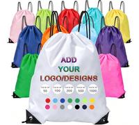 KZhanmy Custom Logo Drawstring Backpacks Bags,Bulk Personalized Draw String Back Bag,Lightweight Gym Sports Travel Daily Bags-White