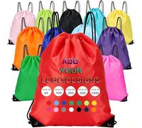 KZhanmy Custom Logo Drawstring Backpacks Bags,Bulk Personalized Draw String Back Bag,Lightweight Gym Sports Travel Daily Bags-Red