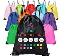 KZhanmy Custom Logo Drawstring Backpacks Bags,Bulk Personalized Draw String Back Bag,Lightweight Gym Sports Travel Daily Bags-Black
