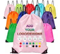 KZhanmy Custom Logo Drawstring Backpacks Bags,Bulk Personalized Draw String Back Bag,Lightweight Gym Sports Travel Daily Bags-Pink