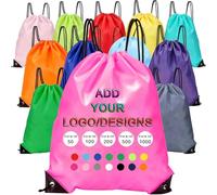KZhanmy Custom Logo Drawstring Backpacks Bags,Bulk Personalized Draw String Back Bag,Lightweight Gym Sports Travel Daily Bags