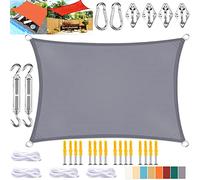 KZhanmy Sun Shade Sail Rectangle, Waterproof Sun Shade Awning UV Block Patio Outdoor Canopy with Fixing Kit, for Backyard Patio