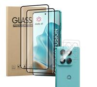 KZIOACSH 2+2 Pack Screen Protector for Motorola Edge 60 Fusion/Edge 60 5G, Ultra Slim HD Clear Fingerprint Unlocking Bubble Free Anti-Scratch Protective Screen Cover Film with Camera Lens Protector