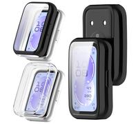 KZIOACSH 2 Pack Case with Tempered Glass for HUAWEI Band 11, All Around Hard PC Cover Shell Ultra-Thin Anti-Scratch Shockproof Overall Screen Protector Protective Cover,Black+Clear