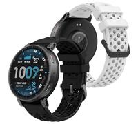KZIOACSH 2 Pack Watch Strap for Amazfit Active Max, Quick Release Replacement Soft Silicone Waterproof Adjustable Sport Wrist Band Strap, Black+White