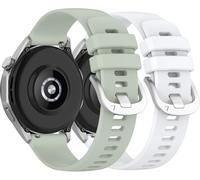 KZIOACSH 2 Pack Watch Strap for Garmin Vivoactive 6/5/Forerunner 55/245/645/165/158, 20mm Quick Release Replacement Soft Silicone Waterproof Adjustable Sport Wrist Band Strap, Green+White