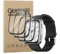 KZIOACSH 3 Pack Screen Protector for Amazfit Active 2 Square, HD Clarity 3D Curved Edge High Definition Shatterproof Anti-Fingerprint Anti-Scratch PMMA Screen Guard Film for Amazfit Active 2 Square