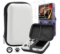 KZIOACSH Carrying Case for R36s/R35S with 2 Tempered Glass+2 Thumb Grip Caps, Full Body Protection Waterproof Shockproof EVA Handheld Game Console Travel Storage Box, White