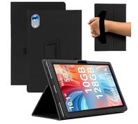 KZIOACSH Case for Ainmel tablet 10.1 inch/Ainmel 107 10.1 Inch, Full Coverage PU Leather Folding Stand Folio Cover Auto Sleep/Wake Anti-Scratch Back Case with Pencil Holder and Wrist Strap,Black
