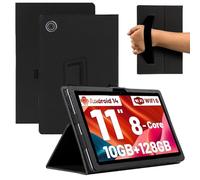 KZIOACSH Case for Ainmel tablet 11 inch/Ainmel A6H-A 11 Inch, Full Coverage PU Leather Folding Stand Folio Cover Auto Sleep/Wake Anti-Scratch Back Case with Pencil Holder and Wrist Strap,Black