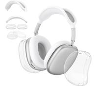 KZIOACSH Case for Airpods Max Headphones, 3 in 1 Crystal Clear Anti-Scratch Soft TPU Protective Ear Cups Covers + Sweatproof Silicone Headband Cover and Ear Pad Case Cover for Airpods Max Headphones
