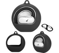 KZIOACSH Case for Anker Soundcore V40i with Carabiner, Ultra Slim Anti-Scratch Anti-Lost Protective Soft Silicone Lightweight Washable Sumdge-Proof Earphone Skin Bumper Cover,Black