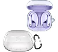KZIOACSH Case for Beats Powerbeats Pro 2, Full Protective Flexible Shock-Absorbing Transperant TPU Headphone Case Lightweight Washable Anti-Lost Skin Earbuds Cover with Carabiner,Clear