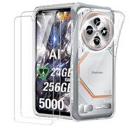 KZIOACSH Case for Blackview FORT 2 with 2 Tempered Glass Screen Protector, Full-Body Protection Flexible Transparent Anti-Scratch Soft TPU Shock Absorption Bumper Cover