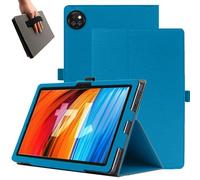 KZIOACSH Case for DOOGEE T10W, Premium Leather Reinforced Corners Folding Stand Anti-Drop Shockproof Rugged Protective Cover with Pencil Holder and Wrist Strap,Peacock Blue